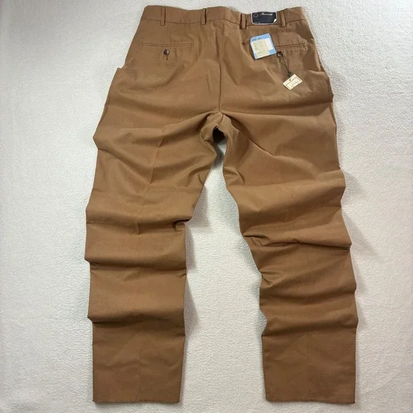 VTG Facconable Chino Pants Mens 38x38 Brown Albert Goldberg Open Hem Pleated NWT - Picture 2 of 7